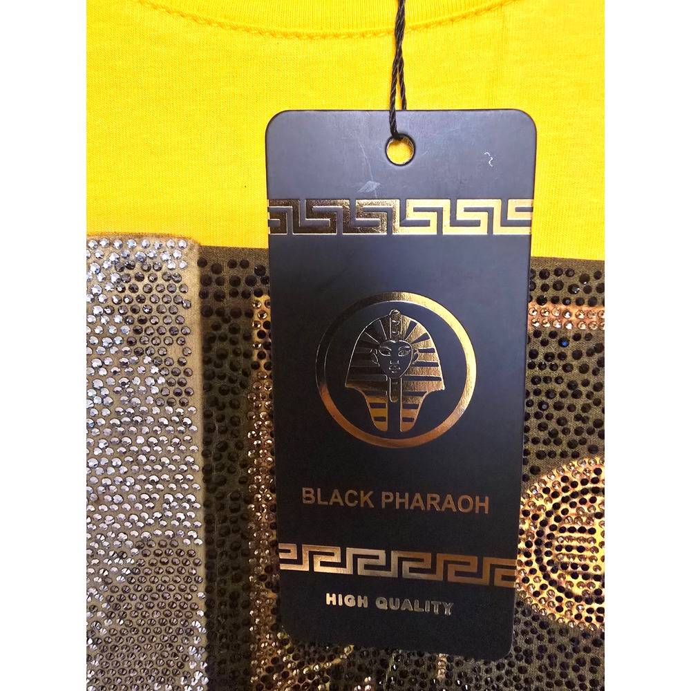 Black Pharaoh Mens Medium Yellow Skull $100 Bill Rhinestone Graphic Tee NWT - Picture 4 of 5